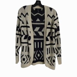 Forever 21 Women's Cardigan Size Small Long Sleeve Sweater Tan and Black